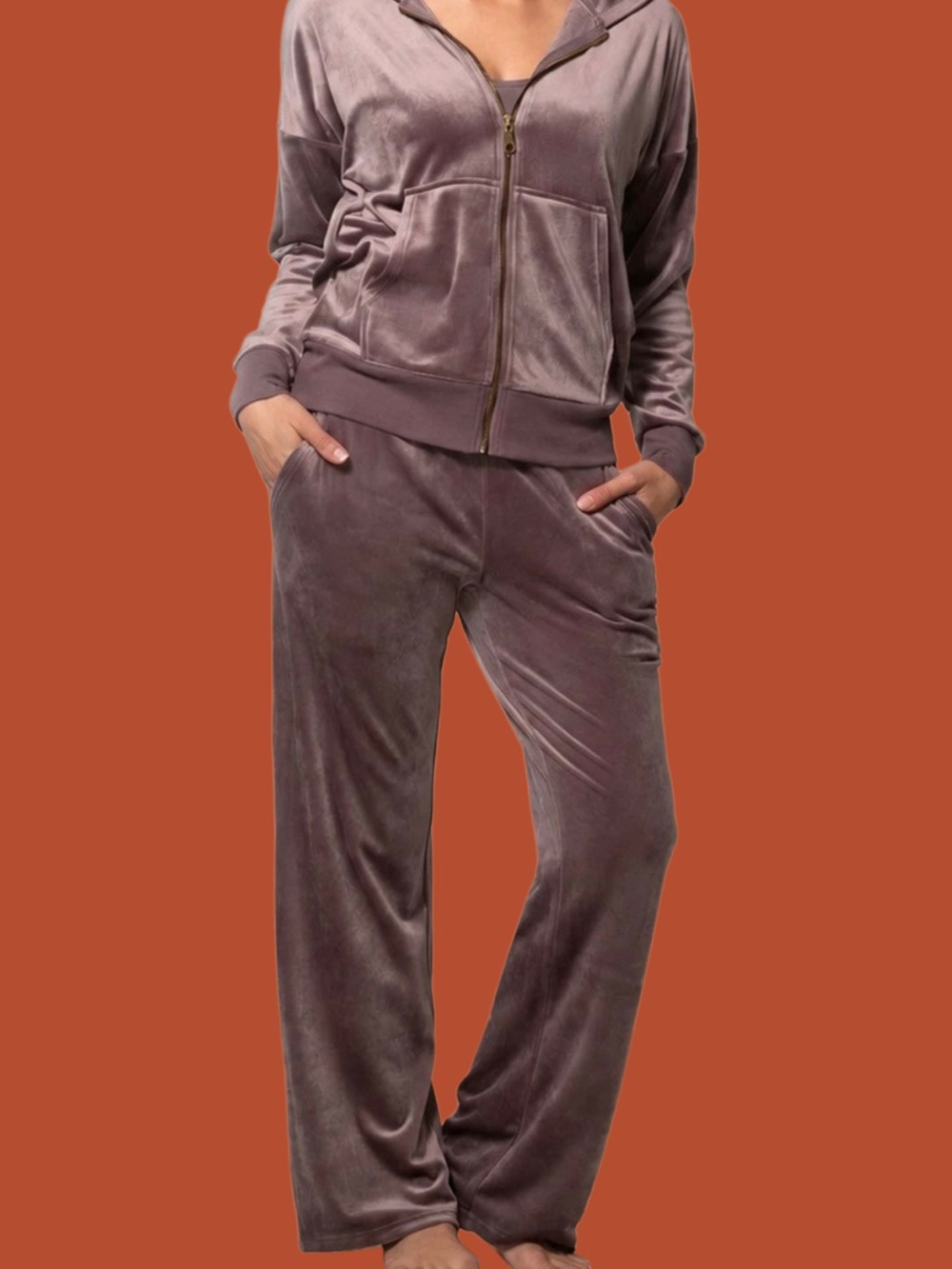 Felina Plush Velvet Lounge Set - Dusty Mauve